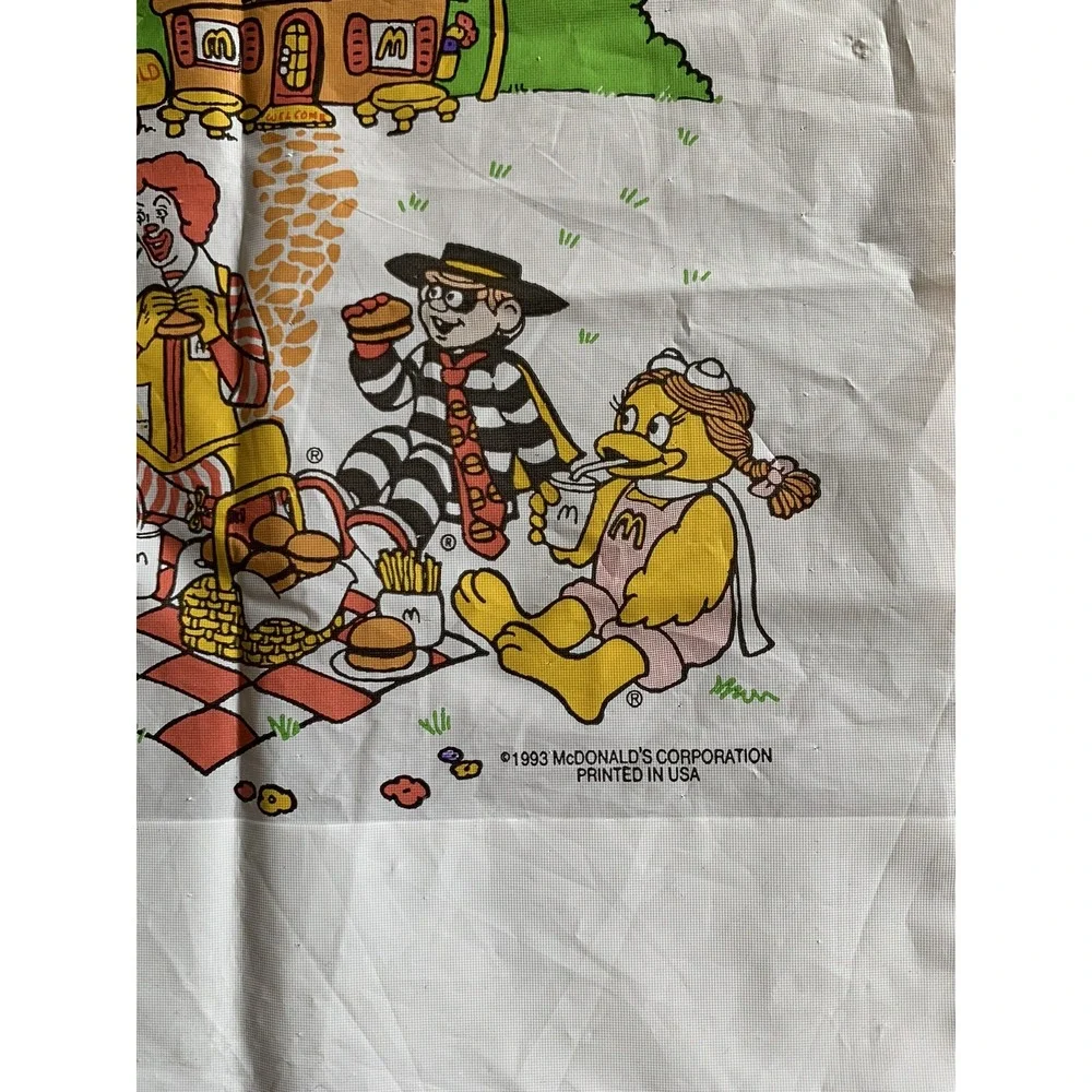 2 McDonalds 1993 Kids Plastic Bibs Catch Pocket Ronald Hamburgler Grimace Birdie